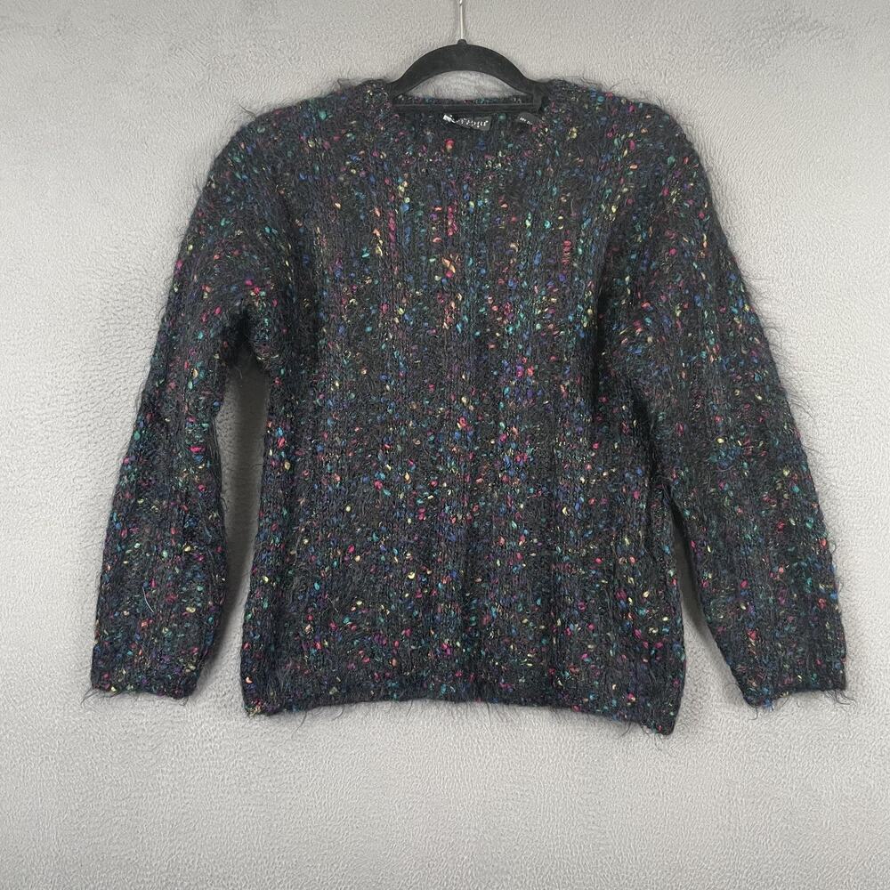 Vintage Carole Little Sweater Womens Small Petite Mohair Fuzzy Confetti Knit